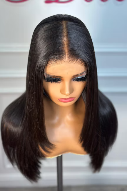 5x5 HD Lace Cambodian Straight Luxury Layer Cut. Pre Made wig Unit (Bleached)