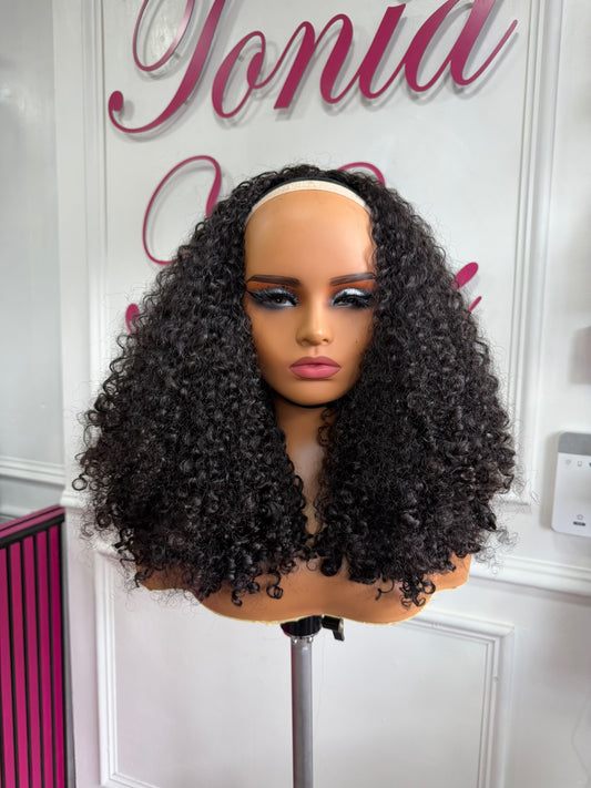 Half wig Cambodian Burmese Curls Pre Made wig Unit