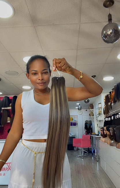 Dark brown &  Blonde highlight (100 grams per bundle)
